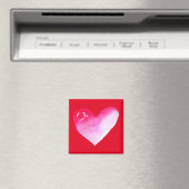 Aimant Aquarelle rose et rouge coeur pop art valentine (In Situ (Lave-vaisselle))
