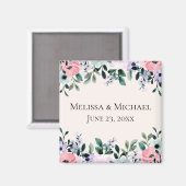 Aimant Aquarelle rose et violet florale Enregistrer la da (Recto/Verso)