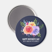 Aimant Aquarelle Rose Floral Bouquet Fête des Mères (Recto/Verso)