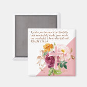Aimant Aquarelle rose Flore Bible Verse (Recto/Verso)