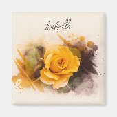 Aimant Aquarelle Rose Jaune Unique (Devant)