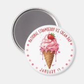 Aimant Aquarelle rose Journée nationale de la crème glacé (Recto/Verso)