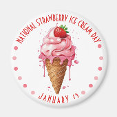Aimant Aquarelle rose Journée nationale de la crème glacé (Devant)