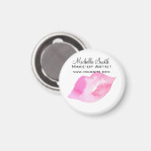Aimant Aquarelle rose lèvres maquillage marque (Recto/Verso)
