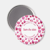 Aimant Aquarelle rose motif floral Enregistrer la date (Recto/Verso)