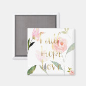 Aimant Aquarelle rose or Fleur Foi Espoir Amour (Recto/Verso)