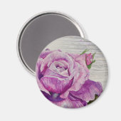 Aimant Aquarelle rustique Bois Rose violet (Recto/Verso)