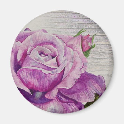 Aimant Aquarelle rustique Bois Rose violet (Devant)