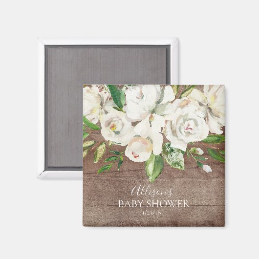 Aimant Aquarelle rustique Roses blanches Douche Favoriser (Recto/Verso)
