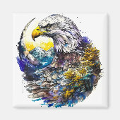 Aimant Aquarelle sauvage Forêt Lune Aigle (Devant)