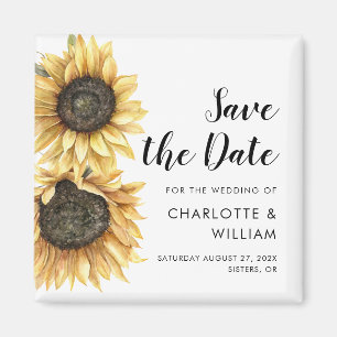 Aimant Aquarelle Script Sunflower Wedding Enregistrer la 
