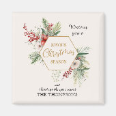 Aimant Aquarelle simple Blanc botanique de Noël Nommé (Devant)