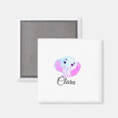 Aimant Aquarelle simple bleu rose bébé éléphant ajouter l (Recto/Verso)