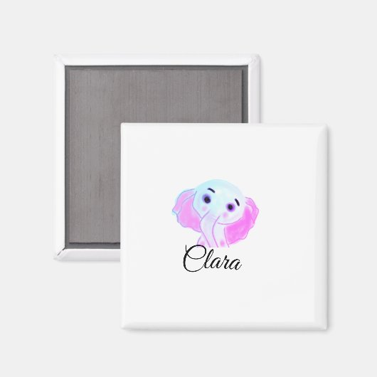 Aimant Aquarelle simple bleu rose bébé éléphant ajouter l (Recto/Verso)