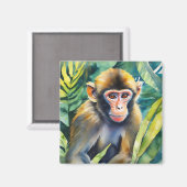 Aimant Aquarelle singe animal (Recto/Verso)