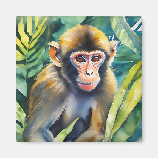 Aimant Aquarelle singe animal (Devant)