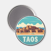 Aimant Aquarelle Taos Pueblo Nouveau-Mexique (Recto/Verso)