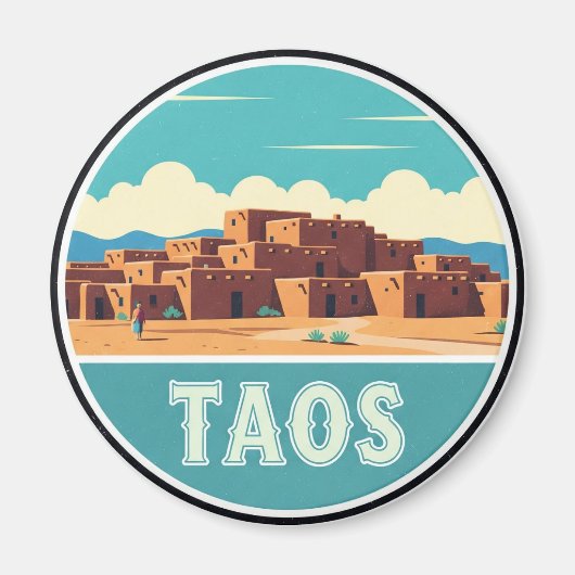 Aimant Aquarelle Taos Pueblo Nouveau-Mexique (Devant)