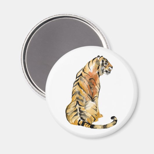 Aimant Aquarelle Tiger assis (Recto/Verso)