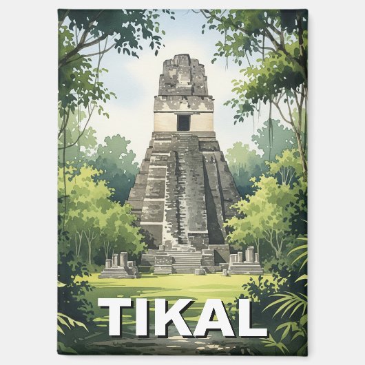 Aimant Aquarelle Tikal Guatemala (Recto)