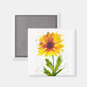 Aimant Aquarelle tournesol jaune chic rustique (Recto/Verso)