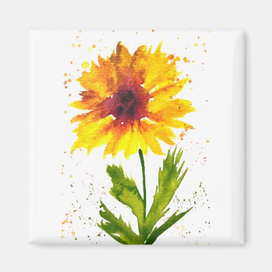 Aimant Aquarelle tournesol jaune chic rustique (Devant)