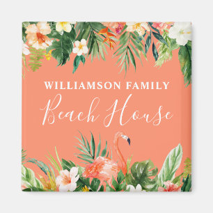 Aimant Aquarelle Tropical Coral Floral Beach House