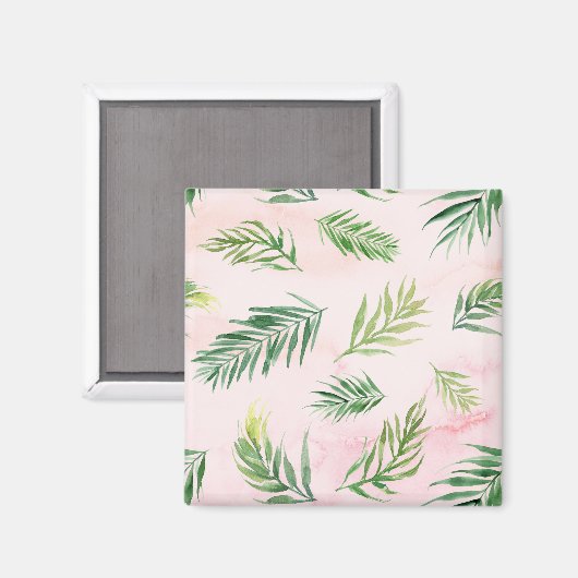 Aimant Aquarelle Tropical Feuille Pastel (Recto/Verso)