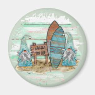 Aimant Aquarelle Tropical Surfing Beach Gnomes