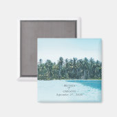 Aimant Aquarelle tropicale Palms & Mariage de plage (Recto/Verso)