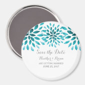 Aimant Aquarelle turquoise Chrysanthemum Enregistrer la d (Recto/Verso)