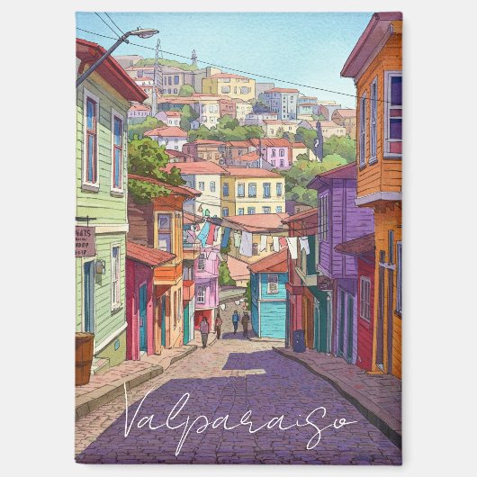 Aimant Aquarelle Valparaiso Chili (Recto)