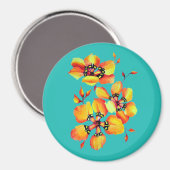 Aimant Aquarelle victorienne Harlequin Sparaxis Fleurs (Recto/Verso)