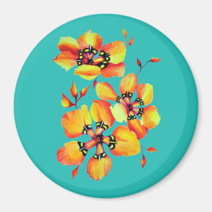 Aimant Aquarelle victorienne Harlequin Sparaxis Fleurs