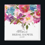 Aimant Aquarelle violet et rose Douche Favoriser l'aimant<br><div class="desc">Belle rose & violet Fleurs nuptiales marque de la douche nuptiale.. Objets correspondants disponibles dans notre boutique.</div>