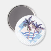 Aimant Aquarelle violet Motif de palmier géométrique (Recto/Verso)