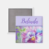 Aimant Aquarelle violette Panseuse Jolie Fleur Florale (Recto/Verso)