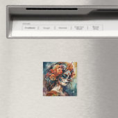 Aimant Aquarelle vive Dia de los Muertos Catrina (In Situ (Lave-vaisselle))