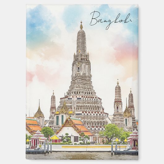 Aimant Aquarelle Wat Arun Bangkok Thaïlande (Recto)