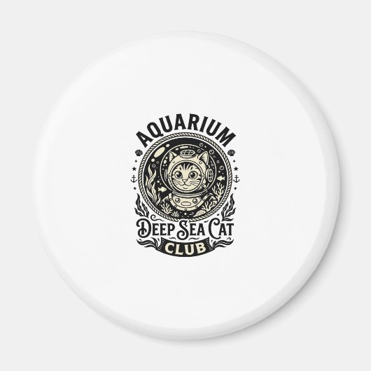 Aimant Aquarium Chat de mer profond Graphique de chat drô (Devant)