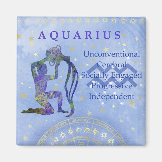 Aimant Aquarius Vintages Traits Bleus (Devant)