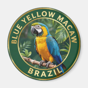 Aimant 🦜 Ara bleu et jaune Brésil Oiseau tropical