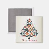 Aimant Arbre coloré de Noël Scandinavie Art populaire (Recto/Verso)