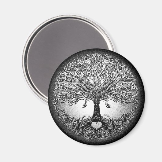 Aimant Arbre d'argent avec coeur (Recto/Verso)