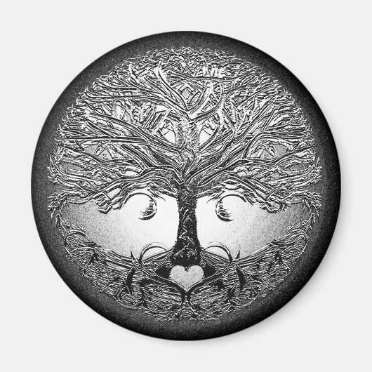 Aimant Arbre d'argent avec coeur (Devant)