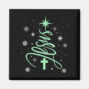 Aimant Arbre de Jésus Noël chrétien Foi Flocons de neige