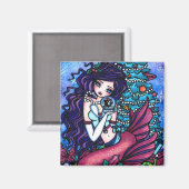 Aimant Arbre de la sirène de neige de Noël par Hannah Lyn (Recto/Verso)