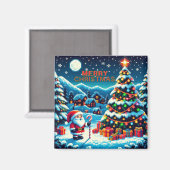 Aimant Arbre de Noël 8 bits & Père Noël (Recto/Verso)