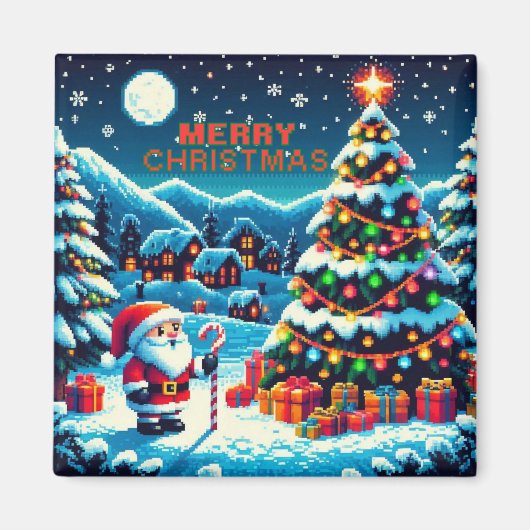 Aimant Arbre de Noël 8 bits & Père Noël (Devant)