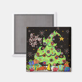 Aimant Arbre de Noël amusant et joyeux (Recto/Verso)